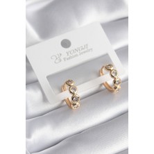 Skygo Pirinç Gold Renk Zirkon Taşlı Kadın Küpe - TJ-BKP8346