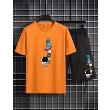 Punıx  Kıds  Özel  Üretim  Gezegen  Baskılı  Yeni  Stil  Erkek  Çocuk  T-Shırt  Şort  Takım