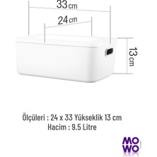 Mowo Home Retro Box  Beyaz Renk 9,5 Lt Çok Amaçlı Düzenleyici Kapaklı Kutu, Saklama Kutusu, Organizer, Storage