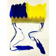 Skygo Sarı Lacivert Renk Tüylü Kızılderili Başlığı