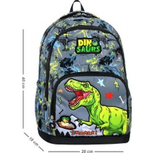 Alanç Gift Erkek Çocuk Lüxs Ortopedik Su Geçirmez Dinozor Desen İlkokul Sırt Çantası Termal Beslenme, Kalemlikli 