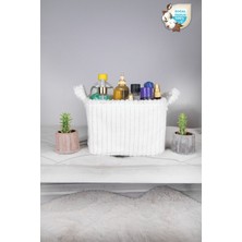 %100 Pamuk Beyaz Kadife Sepet 14X24X18