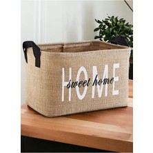 Homy Home Baskılı Jüt Çamaşır Kirli Oyuncak Sepeti 30 x 22 x 18