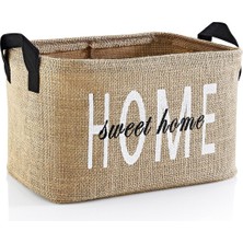 Homy Home Baskılı Jüt Çamaşır Kirli Oyuncak Sepeti 30 x 22 x 18