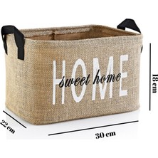 Homy Home Baskılı Jüt Çamaşır Kirli Oyuncak Sepeti 30 x 22 x 18