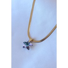 Skygo 316L Çelik Gold Renk İtalyan Zincir Model Kristal Deniz Yıldız Model Kadın Kolye - TJ-BKO7492