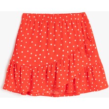 Koton Fırfır Detaylı Beli Lastikli Puantiyeli Mini Etek