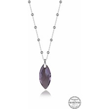 Kutaydan Swr Crystal 30 x 12 mm Ametist Mekik Kadın Gümüş Kolye