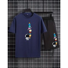 Punıx  Kıds Özel Üretim Gezegen Baskılı  Yeni  Stil  Erkek Çocuk  T-Shırt  Şort Takım