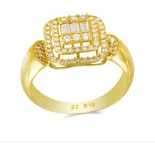 T51 Tuğrul Altın 22 Ayar Altın Taşlı Yüzük T073988