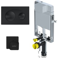 Serel Smooth Asma Klozet Için Metal Ayaklı Gömme Rezervuar Mat Siyah Tam Takım Set