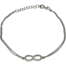 G&A Jewels 925 Ayar Gümüş ve Pırlanta Taşlı Sonsuzluk Çift Zincirli Bileklik