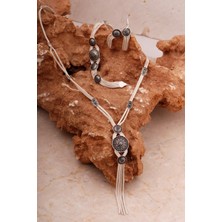 Sümer Telkari Midyat Hasırı El Örmesi Urart Morifli Gümüş Set 2049