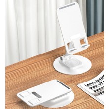 Ayarlanabilir Telefon ve Tablet Tutucu Stand / Katlanabilir / 360 Döndürülebilir / Beyaz