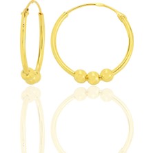 Gümüş Altın Yaldızlı 18 mm Italyan Toplu Halka Küpe  SGTL12757GOLD