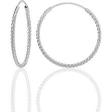 Gümüş 26 mm Sık Burgu Halka Küpe SGTL12754RODAJ