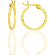 Gümüş Altın Yaldızlı 16 mm Balta Kilit Şarnel Halka Küpe SGTL12758GOLD