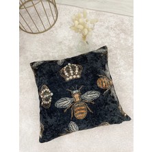 Brillant Kraliçe Arı Işleme Görünüm Kırlent Kılıfı 45 x 45