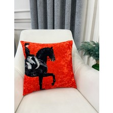 Brillant Turuncu Horse At Desenli Kırlent Kılıfı 45 x 45