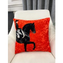 Brillant Turuncu Horse At Desenli Kırlent Kılıfı 45 x 45