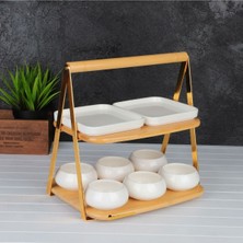 Mien Sunumluk 2 Katlı Bambu Gold MIEN-722