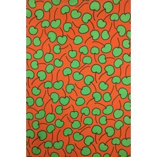 Sardo Kumaş Meyve Desenli Dijital Baskılı Şifon Saten Kumaş / En 1,50  cm  - Elbise , Perde ve Kırlent