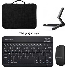 Microcase Vorcom Sxpro 10.1 Inch Tablet Için Türkçe Bluetooth Klavye+Mouse+Tablet Standı-Siyah AL8126