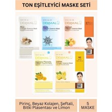 Dermal Ton Eşitleyici Pirinç Beyaz Kayısı Bitki Plasentası ve Limon Özlü Maske Seti 23GR x 5ADET