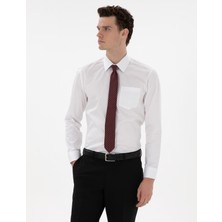 Pierre Cardin Erkek Beyaz Parlak Saten Regular Fit Uzun Kollu Basic Gömlek 50302972-VR013