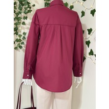 Mac Moda Kristal Taş Çakımlı Poplin Gömlek-Bordo
