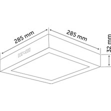 Inoled Kare Beyaz Kasa Sıva Üstü LED Panel 24WATT - Volga 2762-02 Gün Işığı