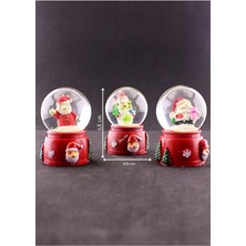  3 Adet Yılbaşı Noel Baba ve Kardan Adam Temalı Mini Boy Işıklı Kar Küresi 6,5 cm Dekoratif Hediye Mini Boy Işıklı Kar Küresi 6,5 cm