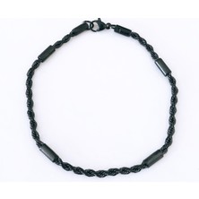Takı Accessory Çelik Burgu Zincir Bileklik Siyah