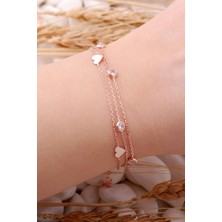 Sümer Telkari Kalpli Rose Gümüş Taşlı Bileklik 3916