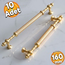 Badem10 10 Adet Ladin Altın Gold Metal Kulp 160 mm-16 cm Mobilya Mutfak Çekmece Dolabı Dolap Kapak Kulpları