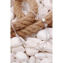 Sümer Telkari Yıldız Rodyumlu Taşlı Gümüş Bileklik 3919