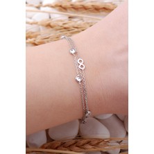 Sümer Telkari Sonsuzluk Rodyumlu Taşlı Gümüş Bileklik 3926