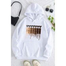 Uygun Tarz Leopar Kalp Baskılı Oversize Sweatshirt