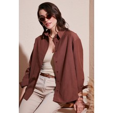 Lela Pamuklu Regular Fit Önü Kısa Arkası Uzun Oval Kesim Gömlek Kadın Gömlek CF25S163867