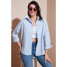 Lela Pamuklu Regular Fit Önü Kısa Arkası Uzun Oval Kesim Gömlek Kadın Gömlek CF25S163867