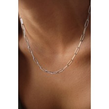 Byflorya Jewelry Çelik Ataç Oval Zincir Kolye Kararmaz 4mm Kişiselleştirilebilir Zincir Boy Seçenekleriyle