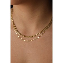 By Florya Jewelry Çelik 2'li Kombin Almak Gurmet ve Kalpli Altıgen Zincir Kolye Minimal Kararmaz 45+5 cm