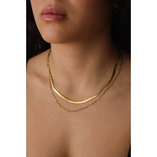 By Florya Jewelry Çelik 2'li Kombin İtalyan ve Ataç Zincir Kolye Minimal Kararmaz 45+5 cm