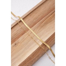 By Florya Jewelry Çelik 2'li Kombin İtalyan ve Ataç Zincir Kolye Minimal Kararmaz 45+5 cm