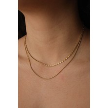 By Florya Jewelry Çelik 2'li Kombin Halat İtalyan ve Papağan Zincir Kolye Minimal Kararmaz