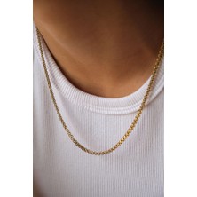 By Florya Jewelry Çelik Örme Zincir Kolye İç İçe Geçmeli Klasik Forse Zincir Kolye 3 mm Kararmaz