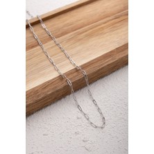 By Florya Jewelry Çelik Ataç Oval Halka Zincir Kolye Günlük Kullanıma Uygun Kararmaz Kablo Zincir Kolye 2 mm