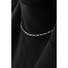 By Florya Jewelry Çelik Dikdörtgen Zincir Kolye Kararmaz 3 mm Ayarlanabilir Boy