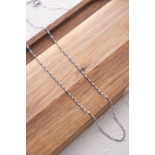 Byflorya Jewelry Çelik Ince Singapur Zincir Kolye Ince Burgu Zincir 1mm Zarif Minimal 45CM&60CM