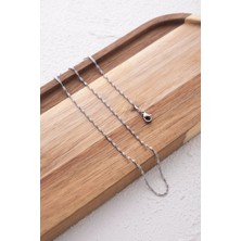 Byflorya Jewelry Çelik Ince Singapur Zincir Kolye Ince Burgu Zincir 1mm Zarif Minimal 45CM&60CM